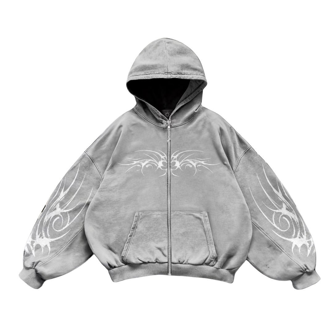 grey retro bando hoodie