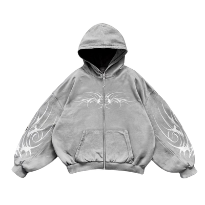 grey retro bando hoodie